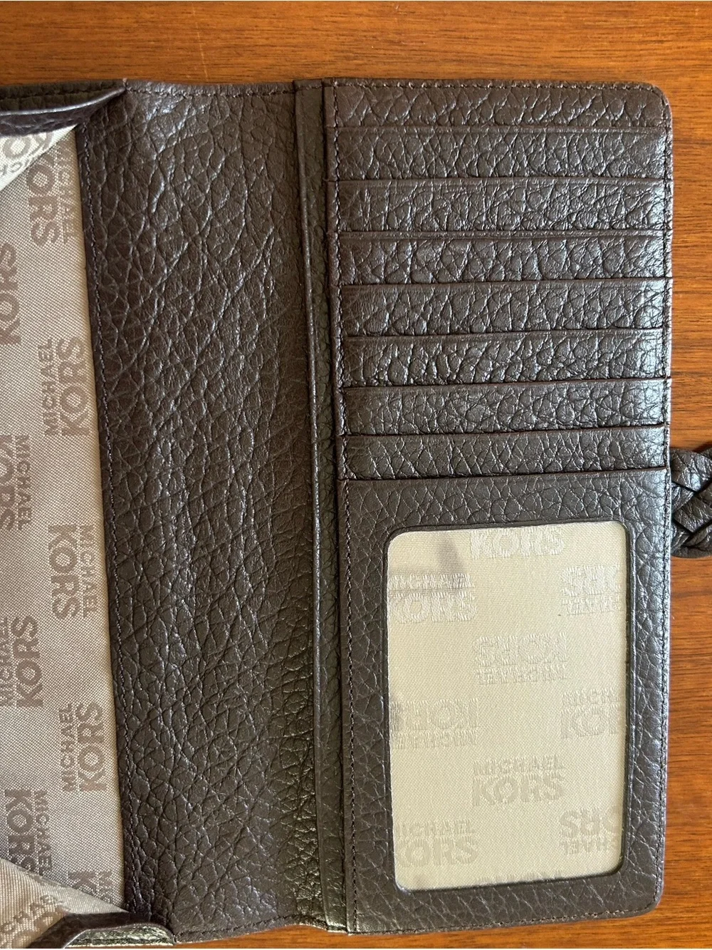 Michael Kors Black Textured Leather Ring-Detail Card & Key Holder